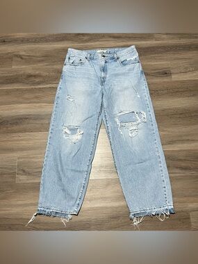 Levi's Women's 31 Blue Jeans Baggy Dad Distressed Skater Raw Hem Cotton Stretch